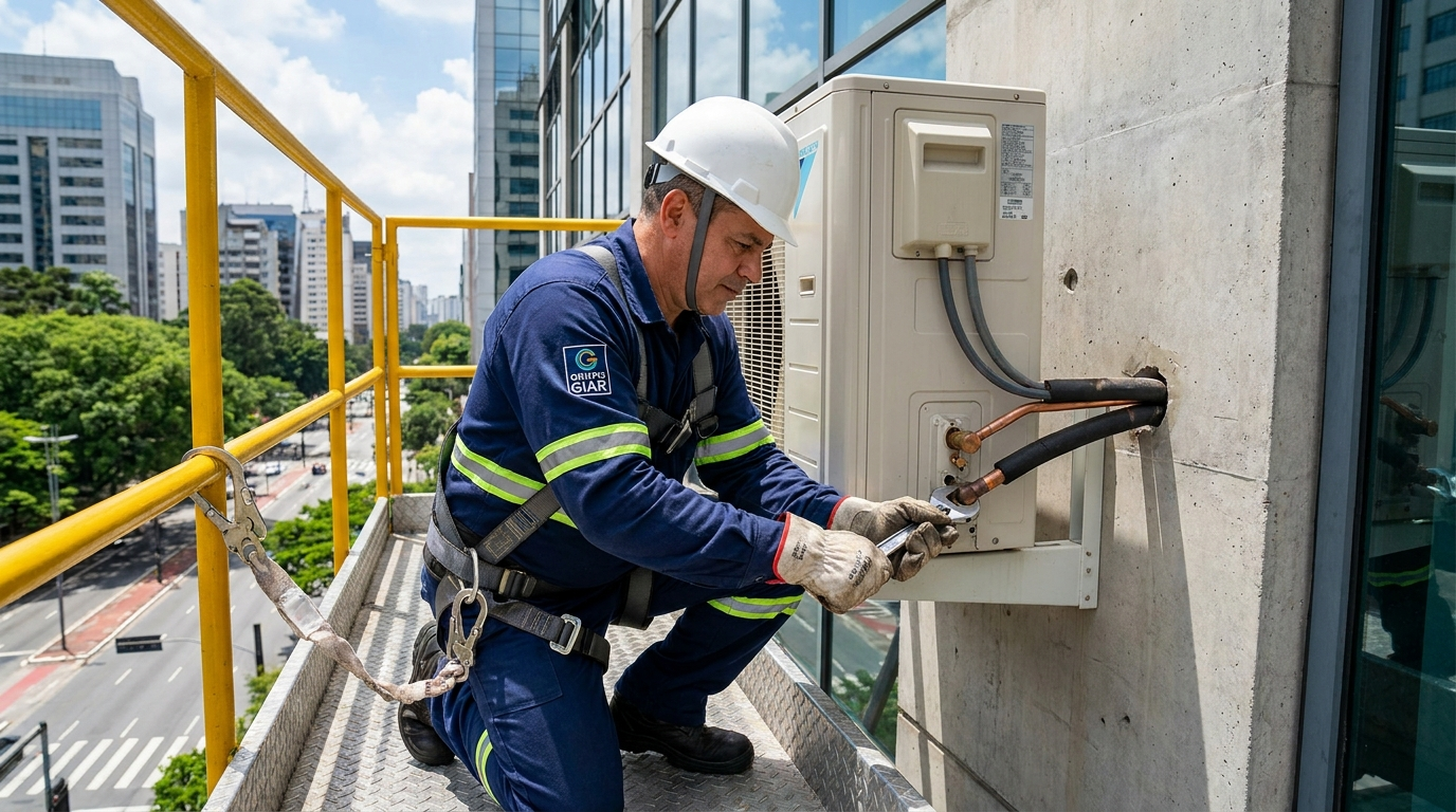 Instalação comercial com equipamento de segurança